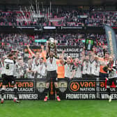 Notts County celebrate their promotion to the Football League at Wembley Stadium. (Photo: Eddie Keogh/Getty)