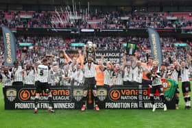 Notts County celebrate their promotion to the Football League at Wembley Stadium. (Photo: Eddie Keogh/Getty)