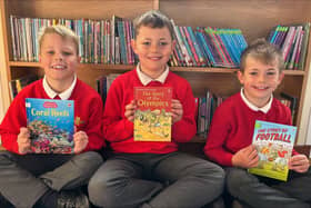 Pupils at Ranskill Primary School with new books purchased following the donation.
