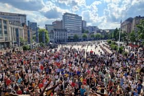 Thousands gathered in Nottingham city centre to commemorate the three victims of the attacks which took place on Tuesday, June 13.  
