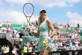 Katie Boulter of Great Britain after her match against Daria Snigur of Ukraine during the Rothesay Open at Nottingham Tennis Centre on June 15, 2023 in Nottingham, England