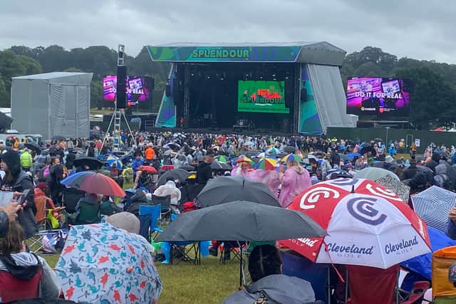 Thousands of festival goers have arrived, despite the weather, at Splendour Festival which takes place today and tomorrow at Wollaton Park. 