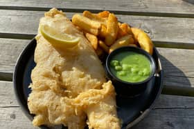 Fish and chips: The battered haddock was gluten-free and came with mushy peas and chunky hand-cut chips. 
