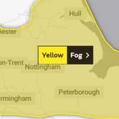 A yellow fog warning is in place across Nottingham this morning 