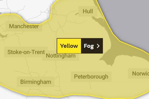A yellow fog warning is in place across Nottingham this morning 