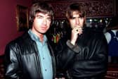 Oasis stars Liam and Noel Gallagher at the opening night of Steve Coogan's comedy show in 1995