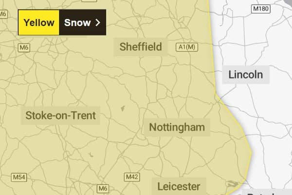 The Met Office has issued a yellow snow warning for Nottingham, starting at 6am tomorrow (5th Feb)