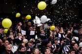 Jubilant scenes during Notts County's 1-1 draw with Manchester City in 2011
