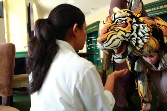 The masterful puppetry behind the tiger is quite the display 