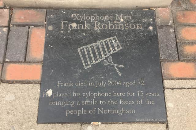 Frank Robinson, known as Xylophone Man, entertained shoppers in Lister Gate for more than 15 years