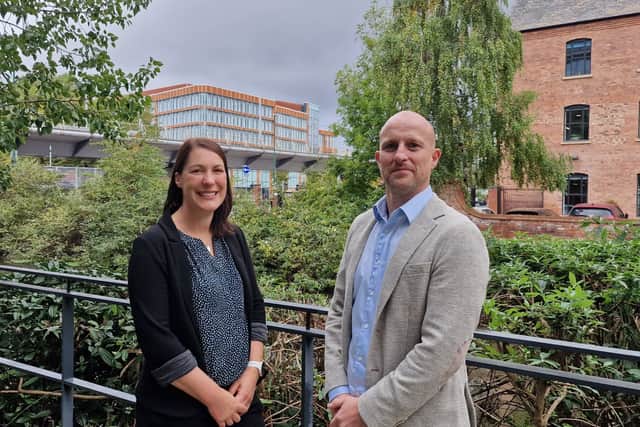 Nottingham City Council's Geographic Information System Manager, Laura Pullen, and Ralph Coleman, Chief Commercial Officer at Bluesky