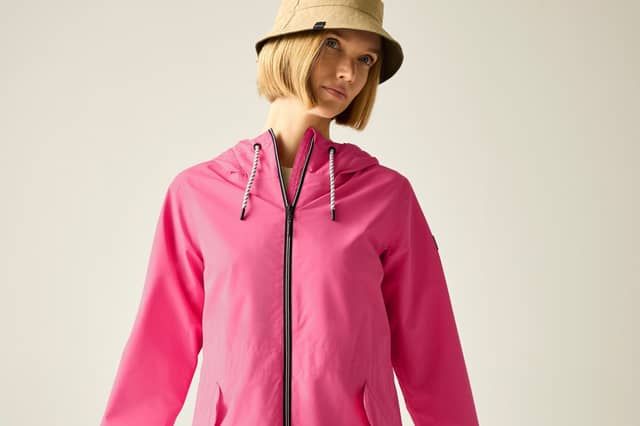 The Women's Bayletta Waterproof Jacket is now £21.60 with a discount code. Pictured in the pink lemonade colour.
