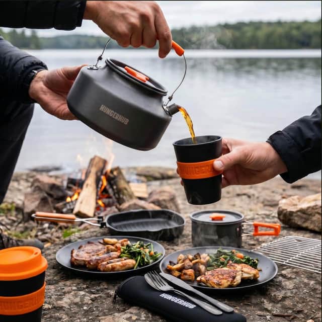 The Hunger Hub came with 25 cooking items, includinga handy kettle - which meant I could still enjoy a proper cup of tea. For a first-time camper, being able to put the kettle on made the whole experience feel a lot more like home.